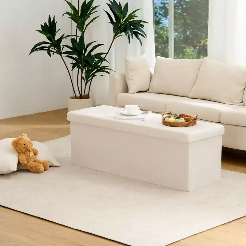 Panca Pouf Contenitore Pieghevole in Velluto da 43" con Cofanetto Giocattoli, Supporta fino a 300 kg