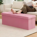 Panca Pouf Contenitore Pieghevole in Velluto da 43" con Cofanetto Giocattoli, Supporta fino a 300 kg
