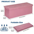 Panca Pouf Contenitore Pieghevole in Velluto da 43" con Cofanetto Giocattoli, Supporta fino a 300 kg