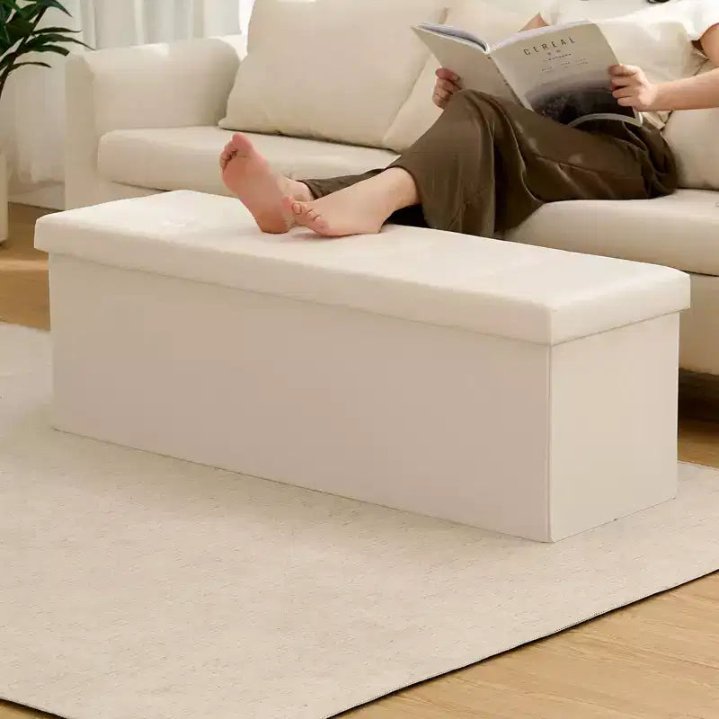 Panca Pouf Contenitore Pieghevole in Velluto da 43" con Cofanetto Giocattoli, Supporta fino a 300 kg
