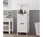 Mobiletto da Bagno in Legno Indipendente con Ripiani Regolabili e Cassetti Bianco